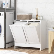 Tilt-out Laundry Storage Cabinet for Bathroom with 2 Hampers