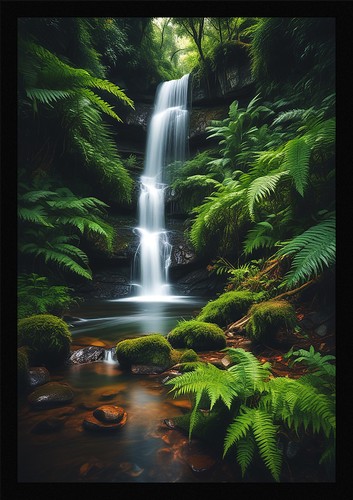 Waterfall beautiful framed - waterfall,