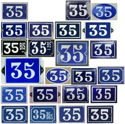 Old blue french house number - old,