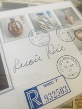 Signed LUCIE RIE First Day Cover & Vintage Newspaper Clippings - Studio Pottery 