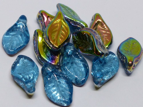 Czech glass leaf - (mm), drop
