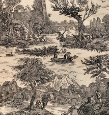 Toile de Jouy Cotton Black
