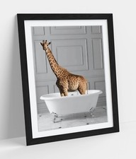 GIRAFFE IN BATHTUB -QUIRKY ART