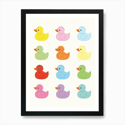 Rubber ducks bathroom poster - rubber,