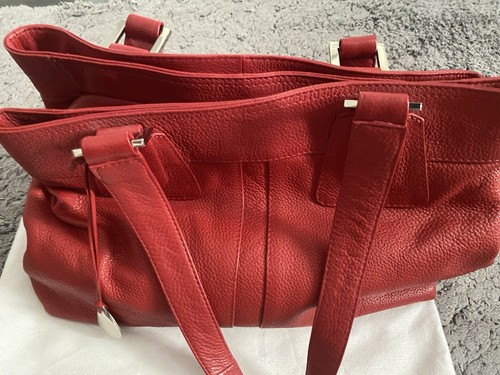 Ladies red leather tula bag - red,