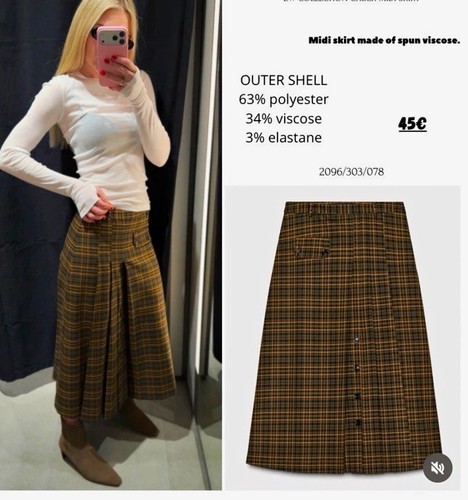 Zara collection plaid midi - zara,