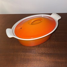 Cousances Le Creuset 18cm Oval Cast Iron Casserole Dish With Lid Volcanic Orange