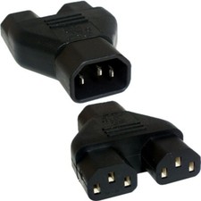 IEC C13 Socket to Two IEC C14 Male Plug, Mains Power Splitter Wire Adaptor