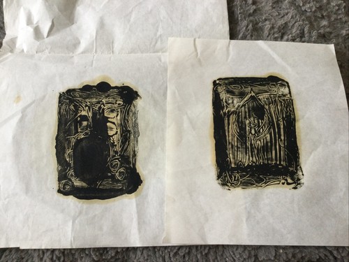 Two small scrapped - two, ink