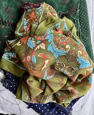 Artisan Handmade Hand-printed Paisley Boho Scarf Paris Square Turkish Print Silk