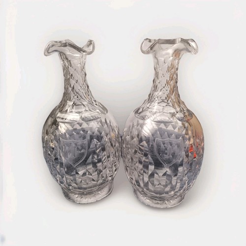 Pair heavy cut crystal - cut,