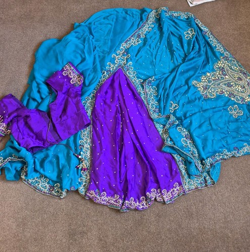 Turquoise purple sari pre - turquoise,