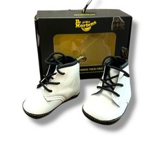 Dr. Martens 1460 Crib Baby Booties White, UK Size 0  Worn Once (r3