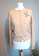 Johnstons Of Elgin 100% Cashmere Cardigan Size 12 Light Brown  Winter Essential