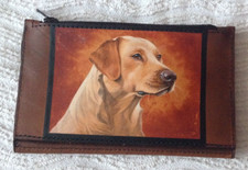 Yellow Labrador Leather Purse New . Free UK Postage