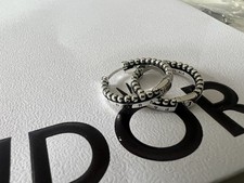 Lovely Authentic Pandora Signature Logo & Beads Hoop Earrings S925 ALE