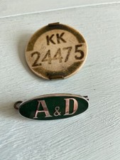 Aldershot & District Bus Company Vintage Conductor Badge & Pin - KK 24475 - PSV