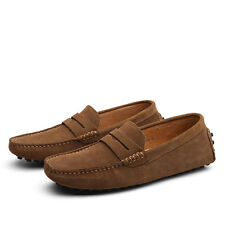 Men's loafers suede leather slip on driving moccasin slippers penny boat shoes