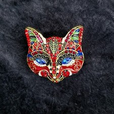 Statement cat mask brooch - cat,