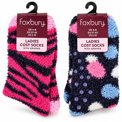 2pack ladies cosy socks - ladies,