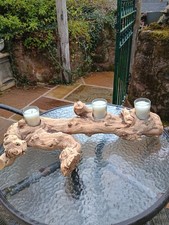 NICE LARGE DRIFTWOOD THREE CANDLE HOLDER RUSTIC MOOD LIGHT CENTREPIECE 20"L