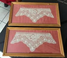 ANTIQUE VICTORIAN HANDMADE FRAMED LACE DRESS CUFFS MALTESE LACE