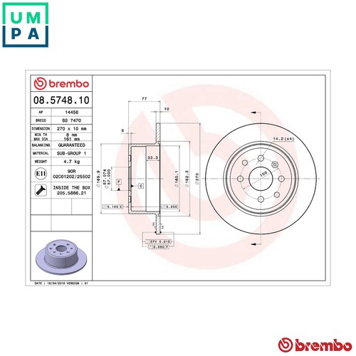 Brake disc 5748 10 for - disc,