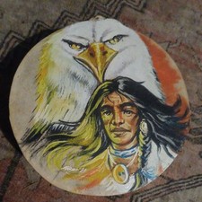 Native American! Indian Tarahumara Hand Painted Drum by Artist Salvador Vicencio