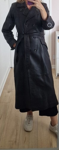 Brown leather belted trench - brown,