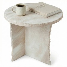 40cm White Round Stone Style