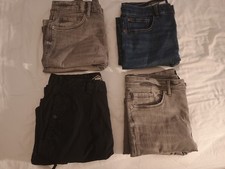 Men's Next & River Island Jeans Bundle X4, Cargo Trousers, 32S, Blue Black Grey