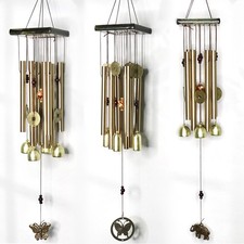 Wooden Eight Tube Coin Pendant Wind Chime for Garden Outdoor Decoration