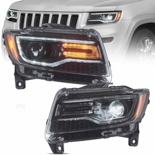 Pair VLAND Full LED Headlights For 2011-13 Jeep Grand Cherokee w/Animation Clear