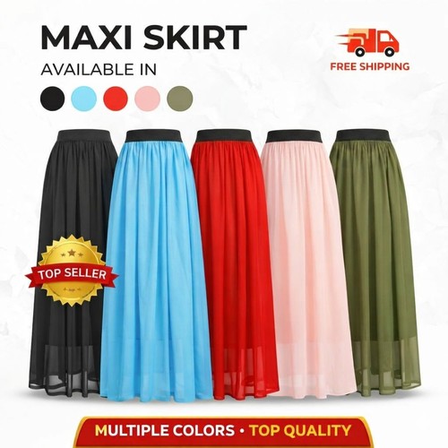 Pleated chiffon maxi skirt - chiffon,