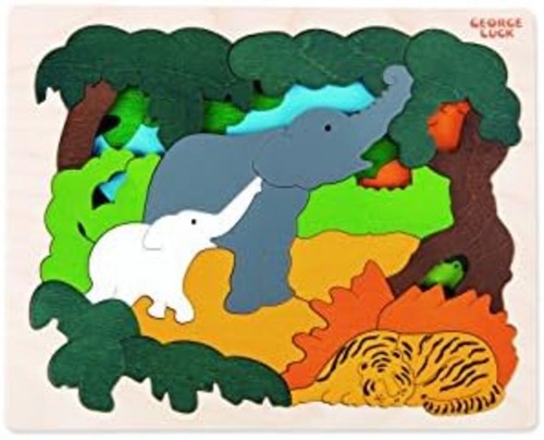 Hape george luck double puzzle - george,