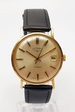 VINTAGE 9CT GOLD WATCH ROTARY 21 JEWELS SWISS MADE MECHANICAL, LEATHER STRAP