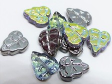 11MM  CZECH GLASS PRESSED LEAF