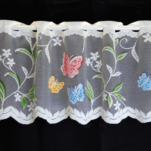 Quality white lace cafe net - white,