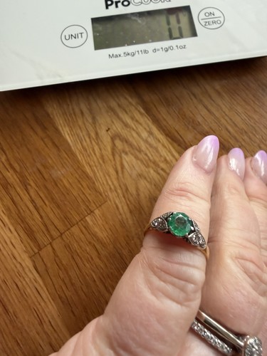 Vintage emerald and diamond - and,