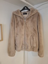 Women's M&S Jacket Faux Fur Fawn Colour Size 14