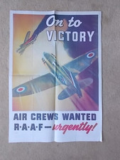 WW2 PROPOGANDA POSTER - ON TO VICTORY - AIR CREWS WANTED R.A.A.F. URGRNTLY