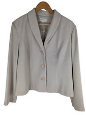 Beige Blazer, Simon Jeffrey Tailored Office/Work Button Up Jacket, Size UK 12