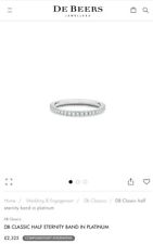 De Beers Classic Half Eternity Band In Platinum Size 6 UK L 1/2 RRP £2325