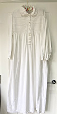 VINTAGE PAST TIMES WHITE COTTON PIN TUCK WHITE COTTON NIGHTDRESS WITH COLLAR