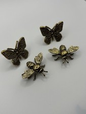 Brass Bees (2)  and Brass  Butterflies (2) Home Office Decor