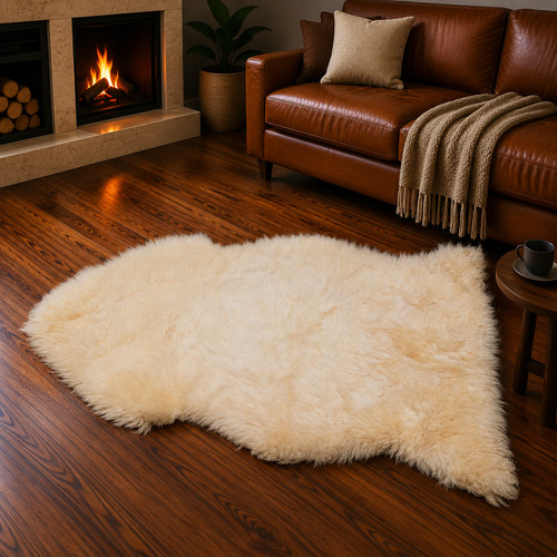 Genuine ivory sheepskin - sheepskin, rug
