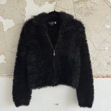Y2K Fuzzy Cropped Cardigan