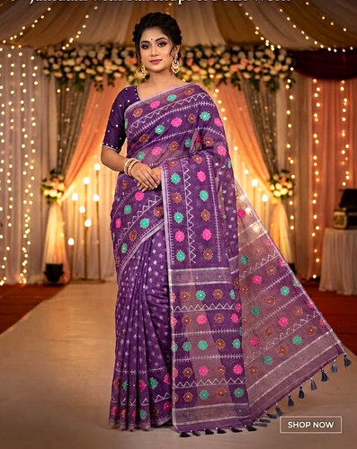 Exclusive lilac jamdani saree - jamdani,