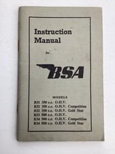 1952 BSA Instruction Manual 350-500cc B31-B34 includes Gold Star & Competition.