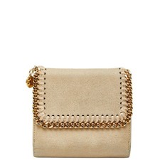 Stella McCartney Falabella Bifold Wallet, Beige Gold, Polyester, Women's,